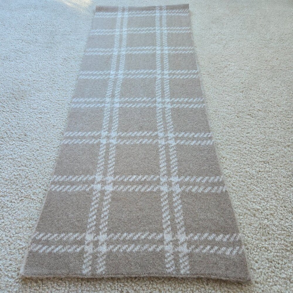 NWOT Everlane Patterned Alpaca Scarf in Wheat Taupe Tan - Picture 5 of 14